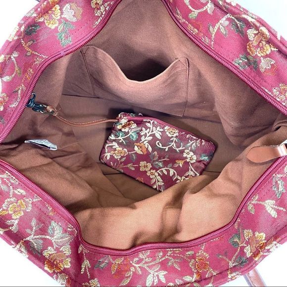 Pasttimes vintage floral fabric large tote bag w pouch - Picture 10 of 15